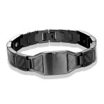 Men's Magnetic Hematite Stainless Steel Hook Bracelet - Stylish & Durable Jewelry for Men - Black